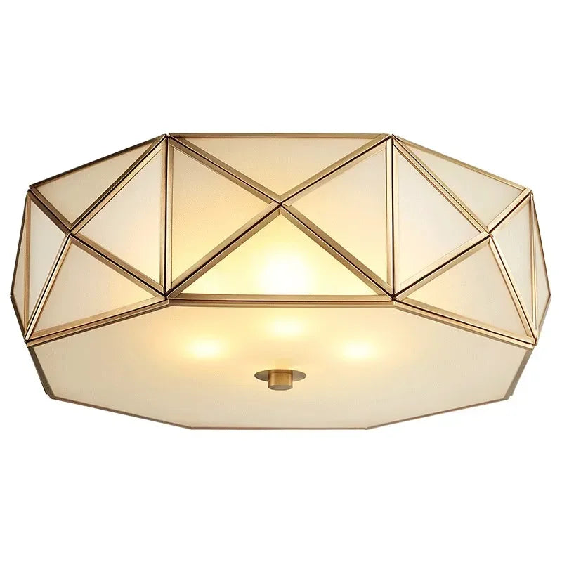 Enerlord LED Ceiling Light Real Brass Frosted Glass Foyer Lamp