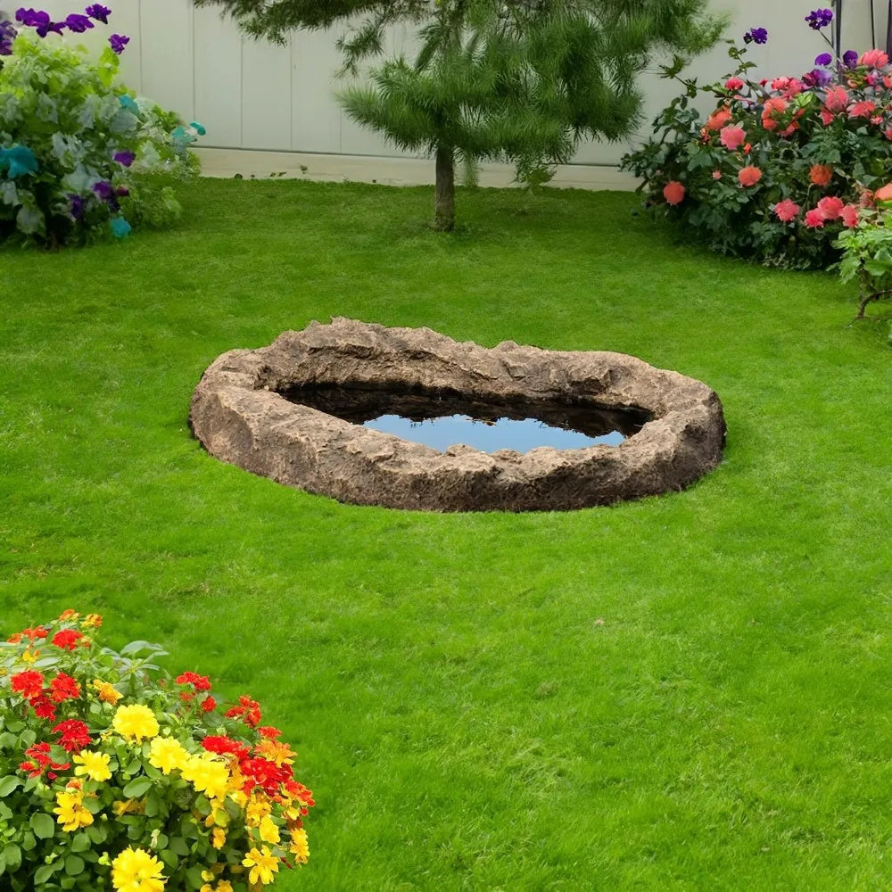 Quickway Imports Water Feature Flower-Themed Fiberglass Rock
