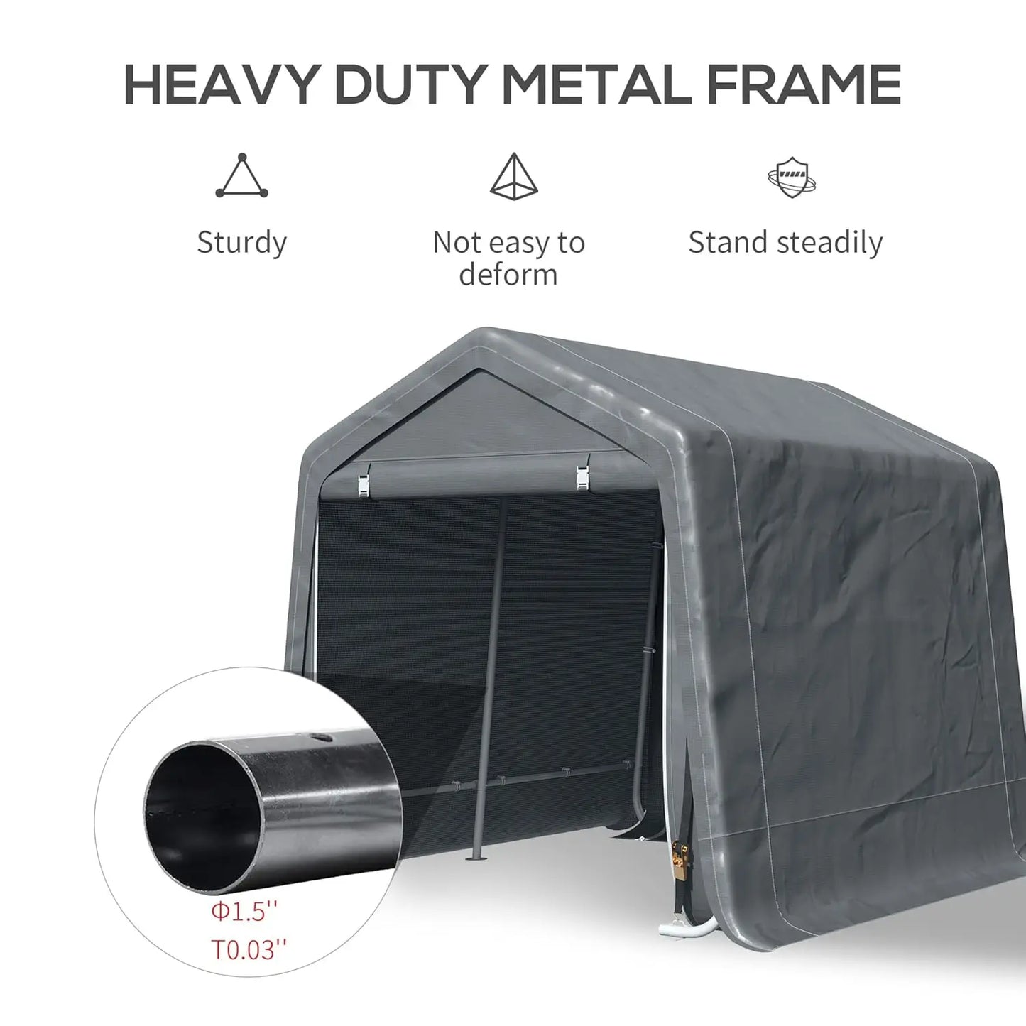 Carport With Anti-UV PE Cover For Outdoor Storage Solutions