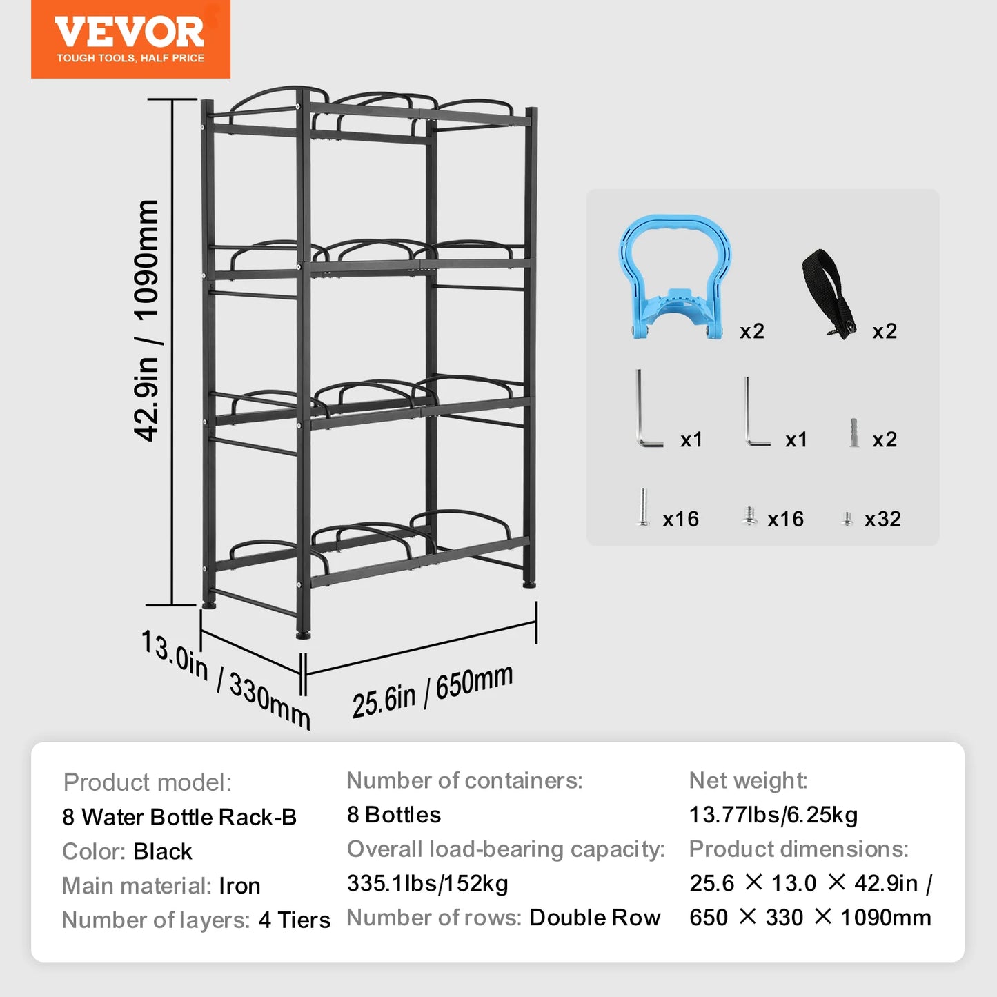 SucceBuy Water Bottle Holder 5-Tier Iron Rack For Kitchen