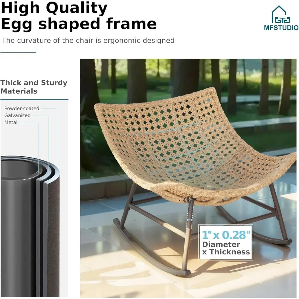 Outdoor Egg Chair With Ottoman For Patio Lounge Seating