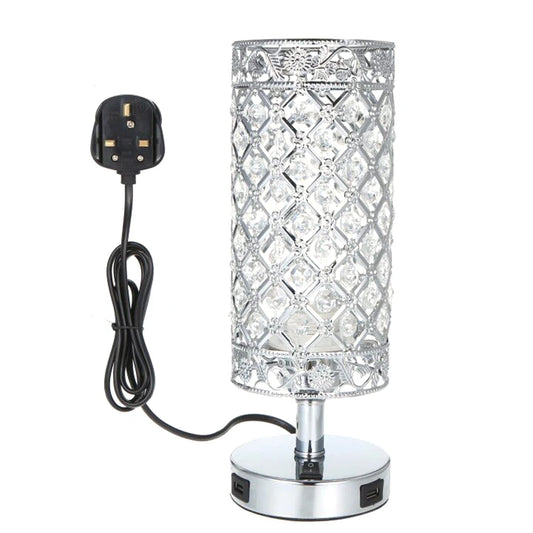 Bedside Table Lamp Dual USB Charging Port Modern Nightstand
