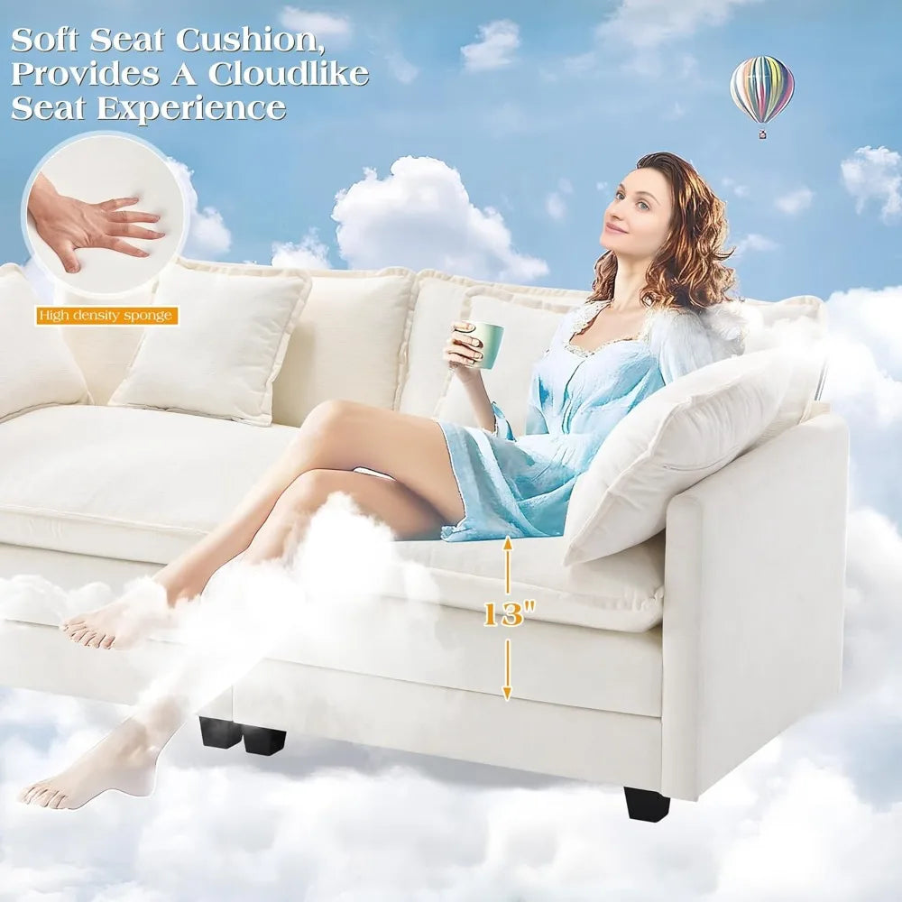 Huanzhuang Sectional Sofa Chenille Fabric Modern L Shaped