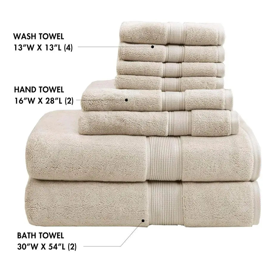 Bath Towel Set 100 Percent Cotton Highly Absorbent Everyday Use