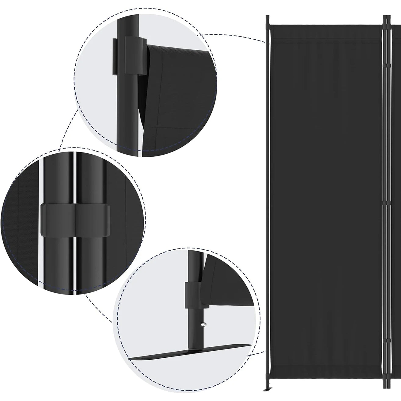Room Divider, 4-Panel Alloy Steel Folding Screen, Pedestal Feet