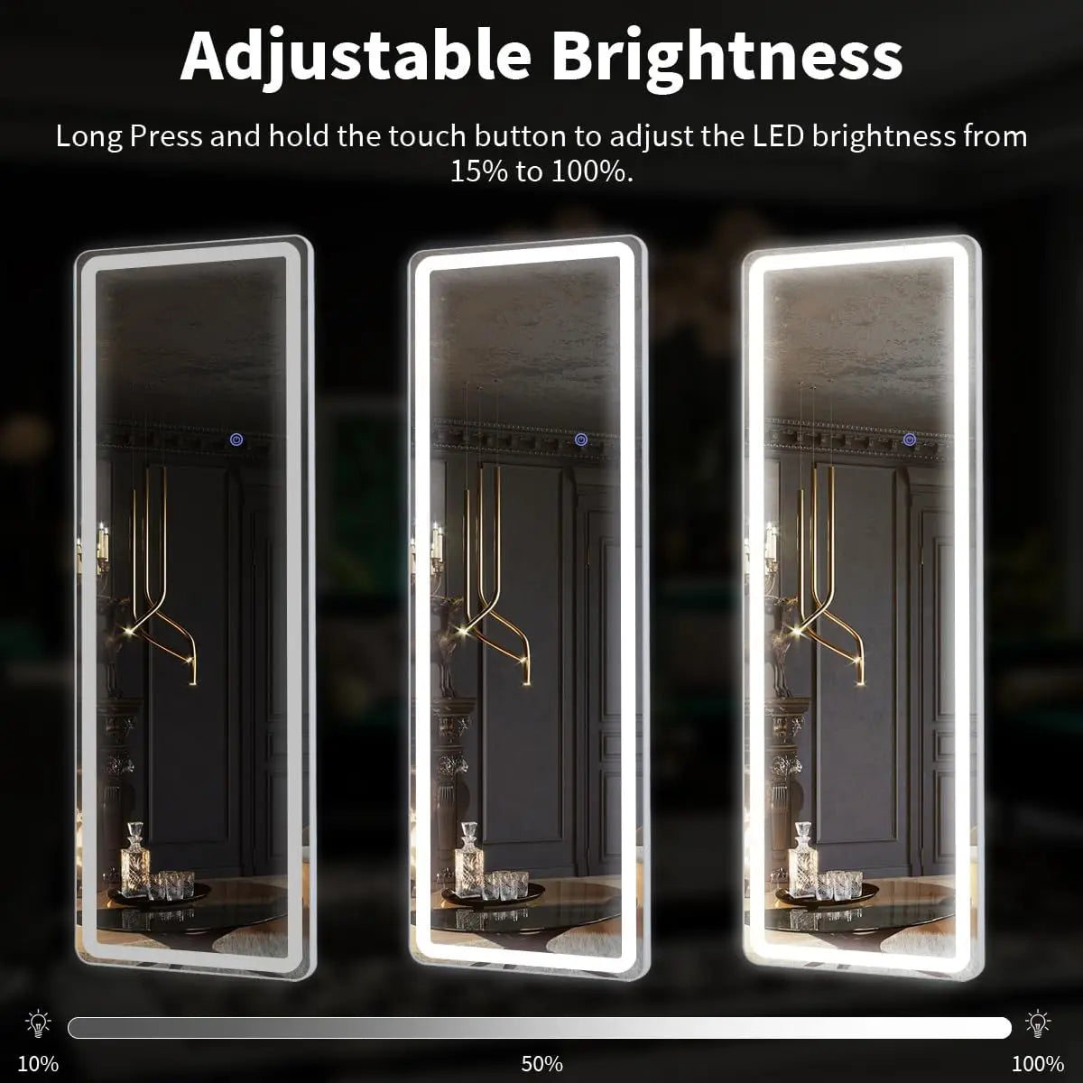 Koonmi Full Length Mirror With LED Lights And Stand