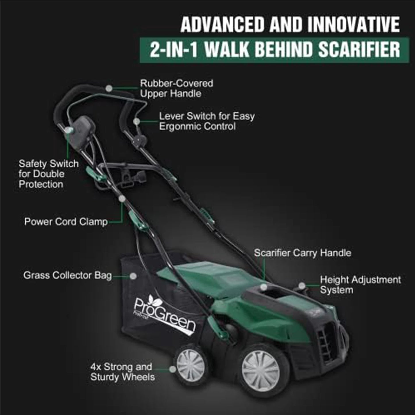 TWISTER.CK 2-In-1 Scarifier and Dethatcher for Lawns