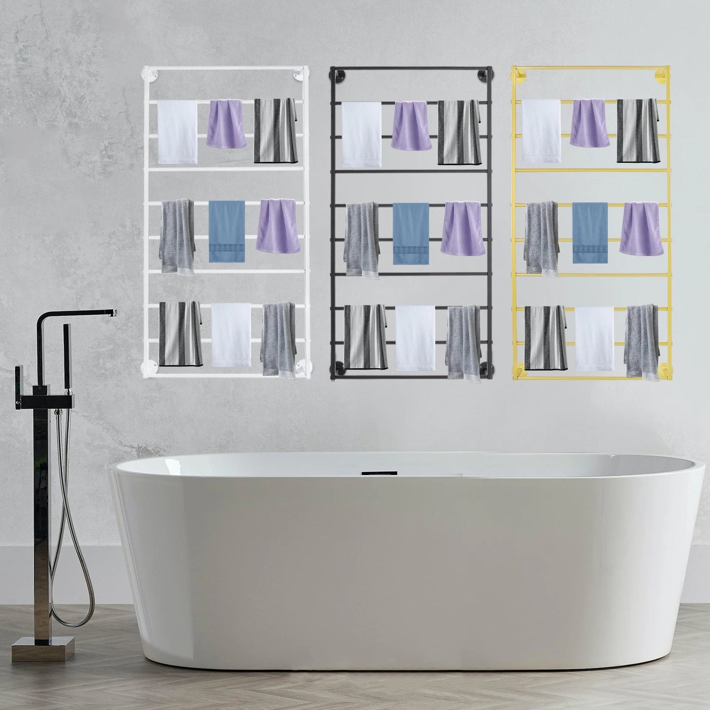 Wall-Mounted Scarf Rack With Detachable Crossbar For Space Saving