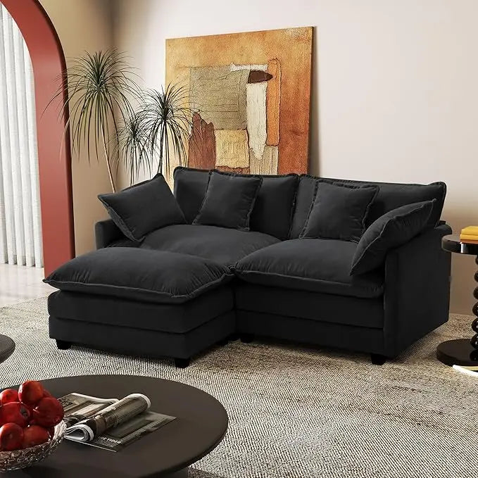 Huanzhuang Sectional Sofa Chenille Fabric Modern L Shaped