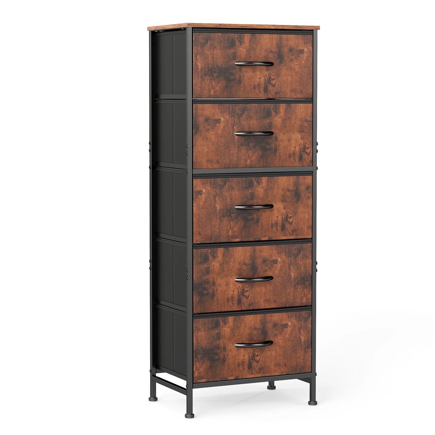 JHK Modern Dresser with Fabric Drawers and Steel Frame