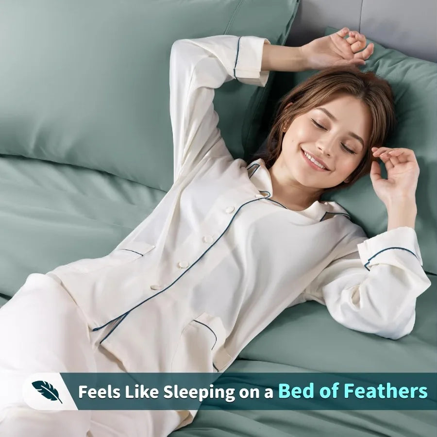 Bed Sheets Set 1200 Thread Count Cotton DeepPocket