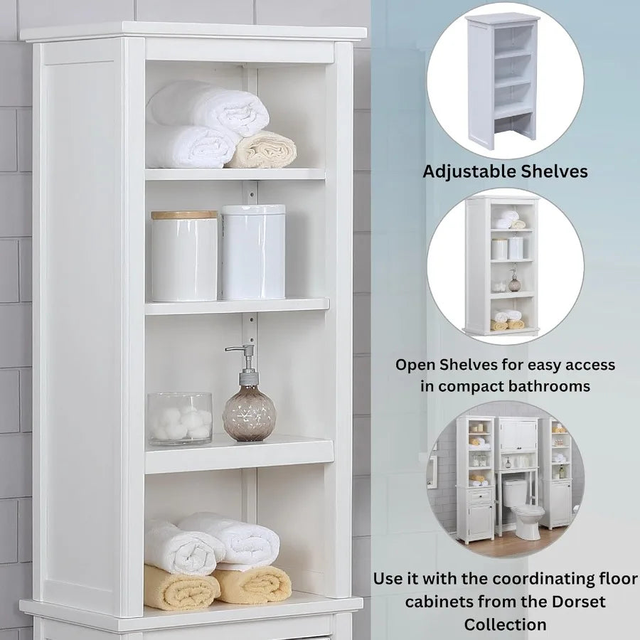 XIUWO Dorset Bathroom Shelf Hutch With Adjustable Shelves