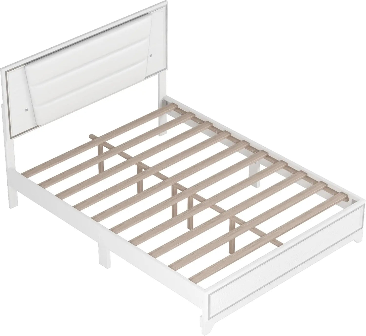 XMSJ Upholstered Bed Set With Led Lights And Nightstands