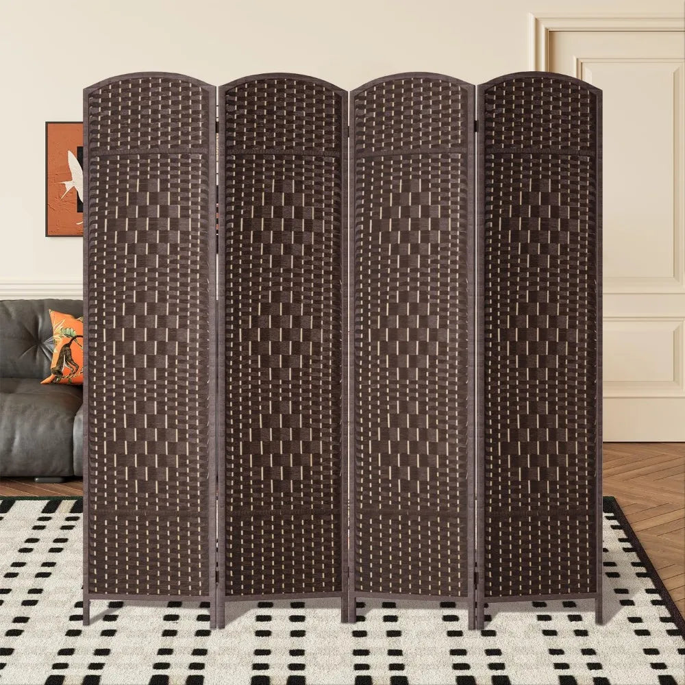 6 Ft Folding Room Divider Privacy Screen Portable Wood Partition Indoor Wall Brown 4 Panel