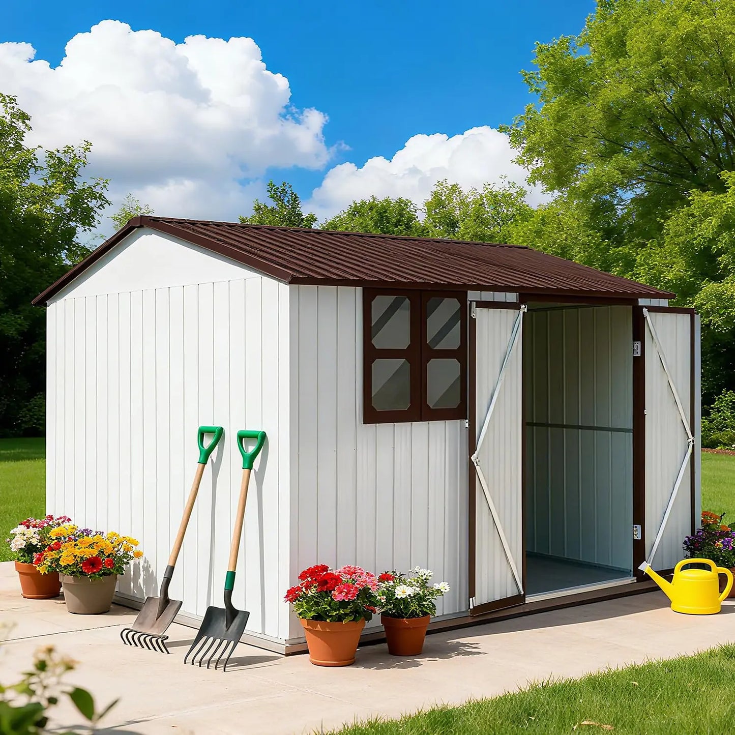 Outdoor Storage Shed Metal Construction For Garden Tools