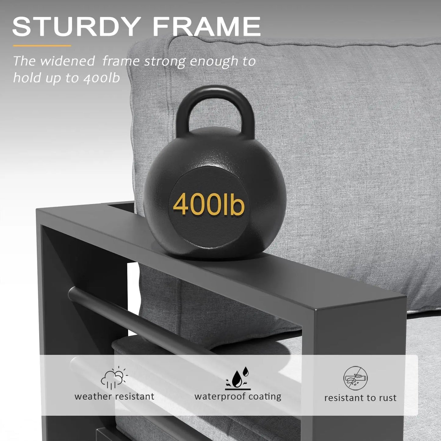 Aluminum Furniture Set with Fire Pit Table, 5 Pieces Patio Sectional Conversation Chat Sofa Modern Seating Set