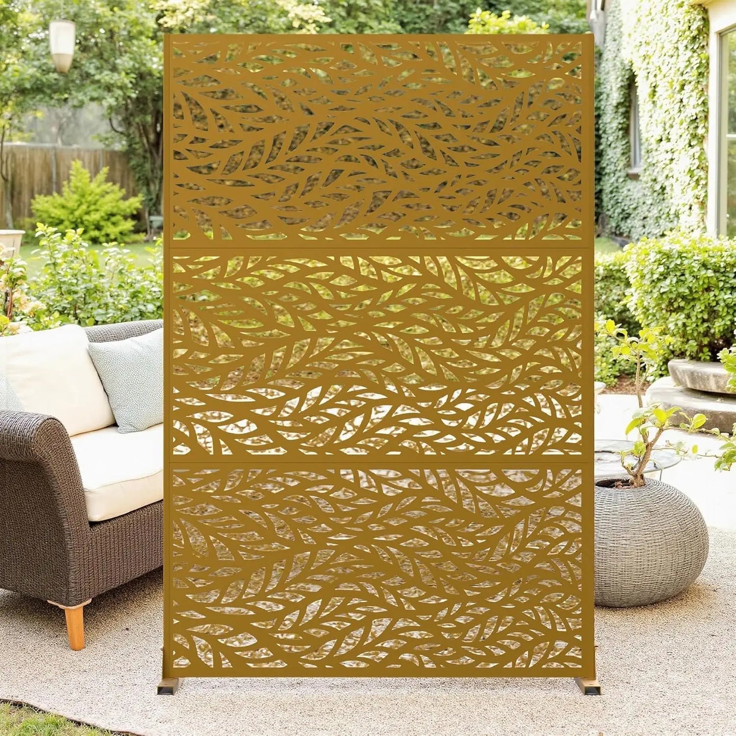 Decorative Garden Privacy Screen with Stand 120x183cm Outdoor Divider Decorative Privacy Panel Fence for Backyard Patio Garden