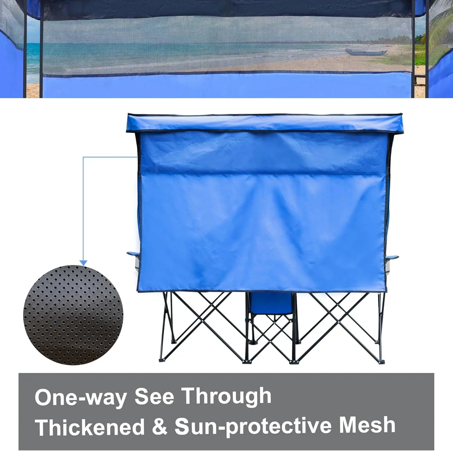 Beach Chair With Canopy Shade Folding Outdoor Heavy Duty