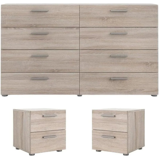 MKDK Bedroom Set Engineered Wood 8-Drawer Dresser And Nightstands